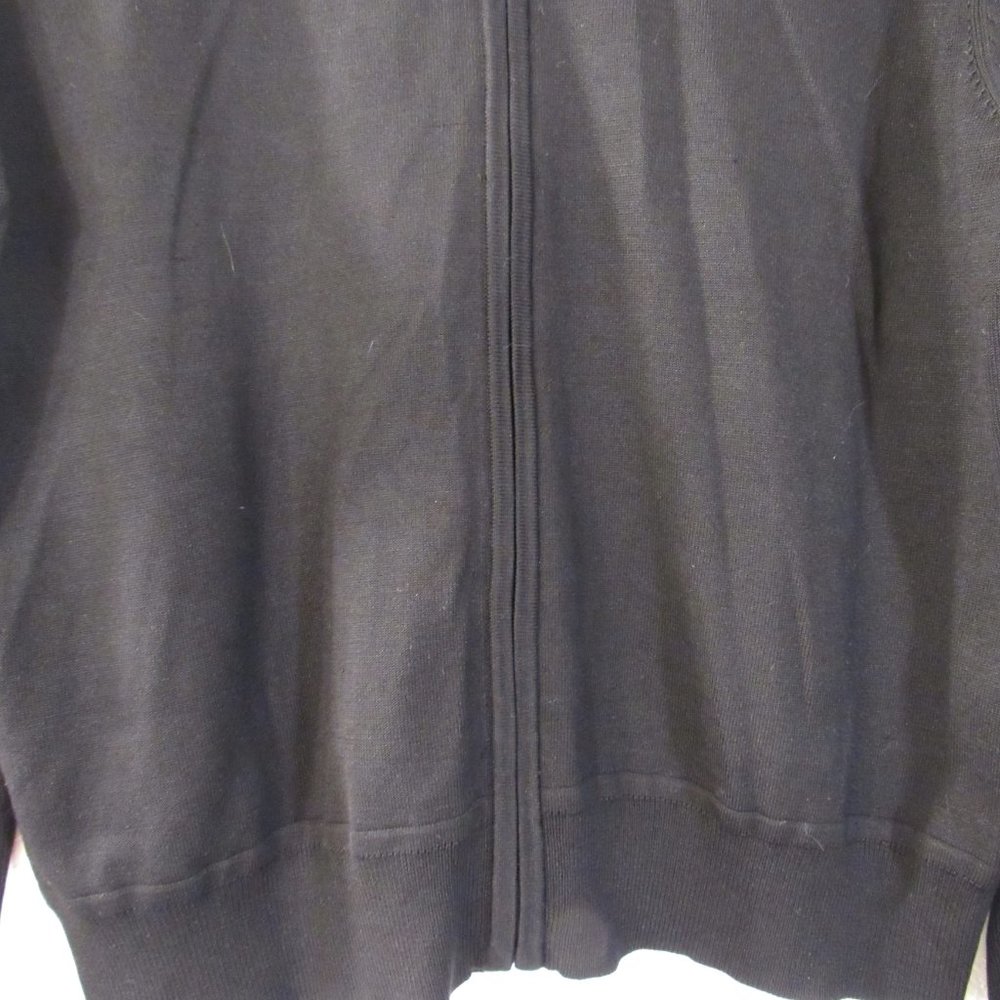 Black Zip Front Silk Cardigan Sweater Sz L - Picture 3 of 6